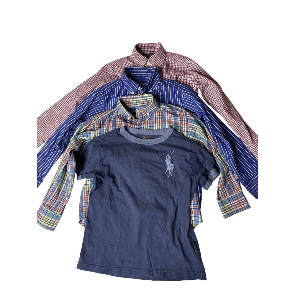 Ralph Lauren Boys Size 5 Shirt Bundle - 2 Plaid Button-Downs 1 Striped Shirt & 1